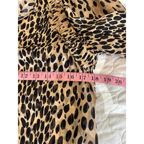 Rebecca Taylor Silk Blend Golden Ombre Leopard Print Blouse Medium - Picture 6 of 7